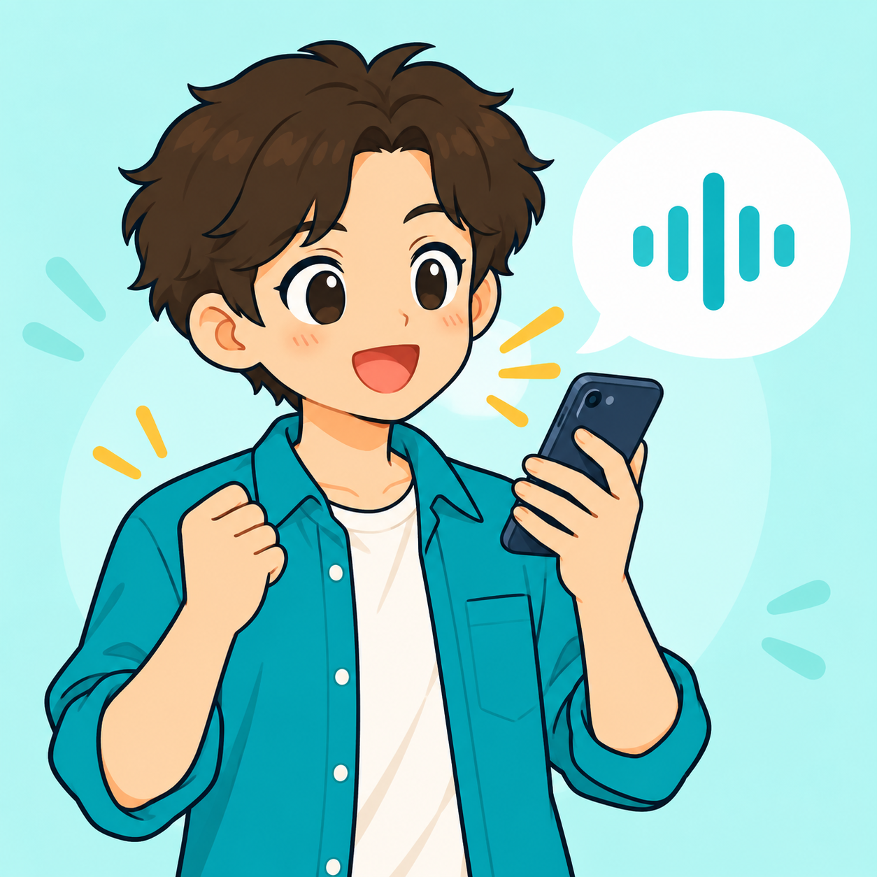 Un estudiante practica japonés en voz alta con su teléfono